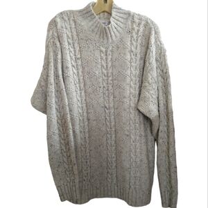 D D Sloane vintage mock neck fisherman's knit cable sweater Size Large